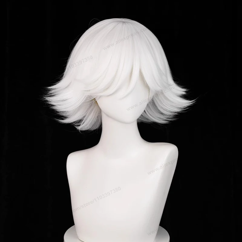 Anime Mi Zu Ki Cosplay Wig 33cm Short Pure White Hair Heat Resistant Synthetic Wigs