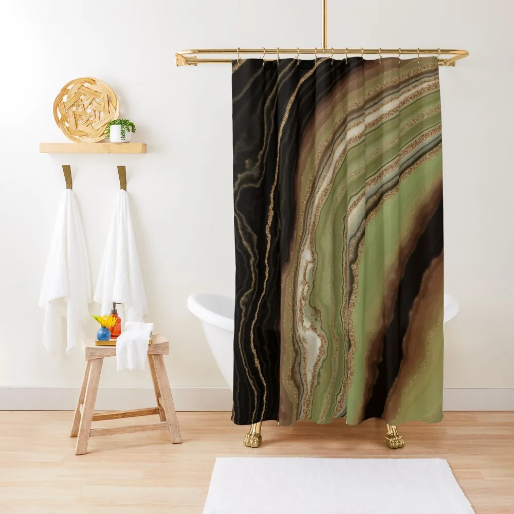 

Green And Brown Fractal Dutch Pour Shower Curtain Bathtub Shower Sets For Bathroom Shower For Bathroom Elegant Bathroom Curtain