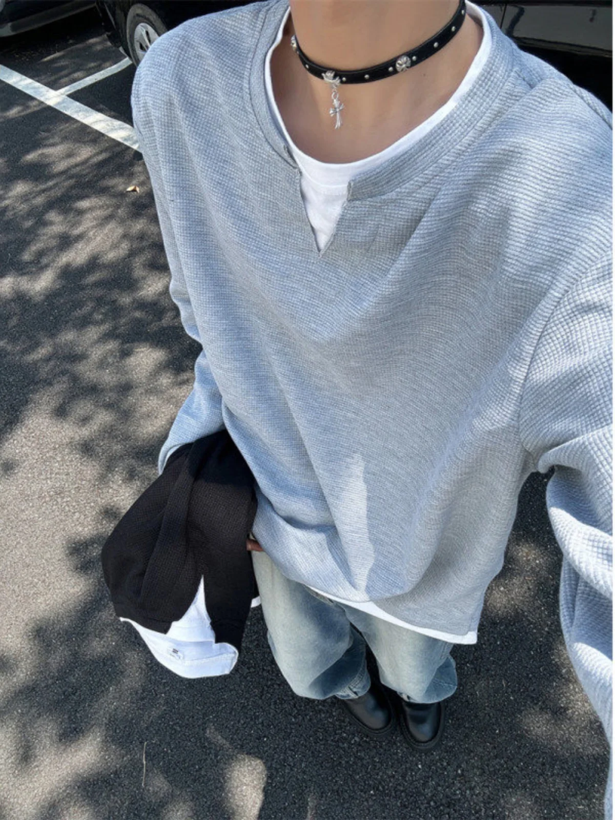 

Мужская толстовка Cleanfit Heavyweight с длинными рукавами и подплечниками, в американском стиле, повседневная, свободного кроя, для подростков, модная