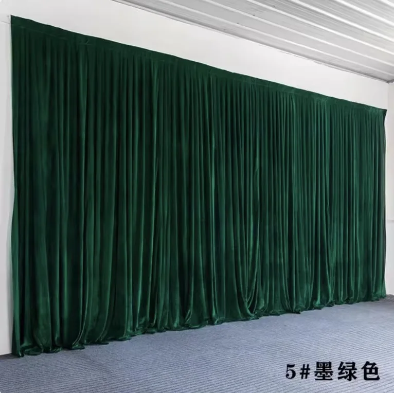 Green Wedding Party Velvet Valance Drape Panel Decoration Curtain Stage Background Drapery Table Skirt Thick Velvet Fabric