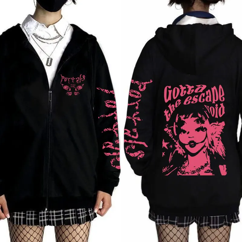 Melanie Martinez Portals Tour Zipper Hoodies Harajuku Aesthetic Zip Up Sweatshirts Hip Hop Streetwear Men Clothing Jacket Coats