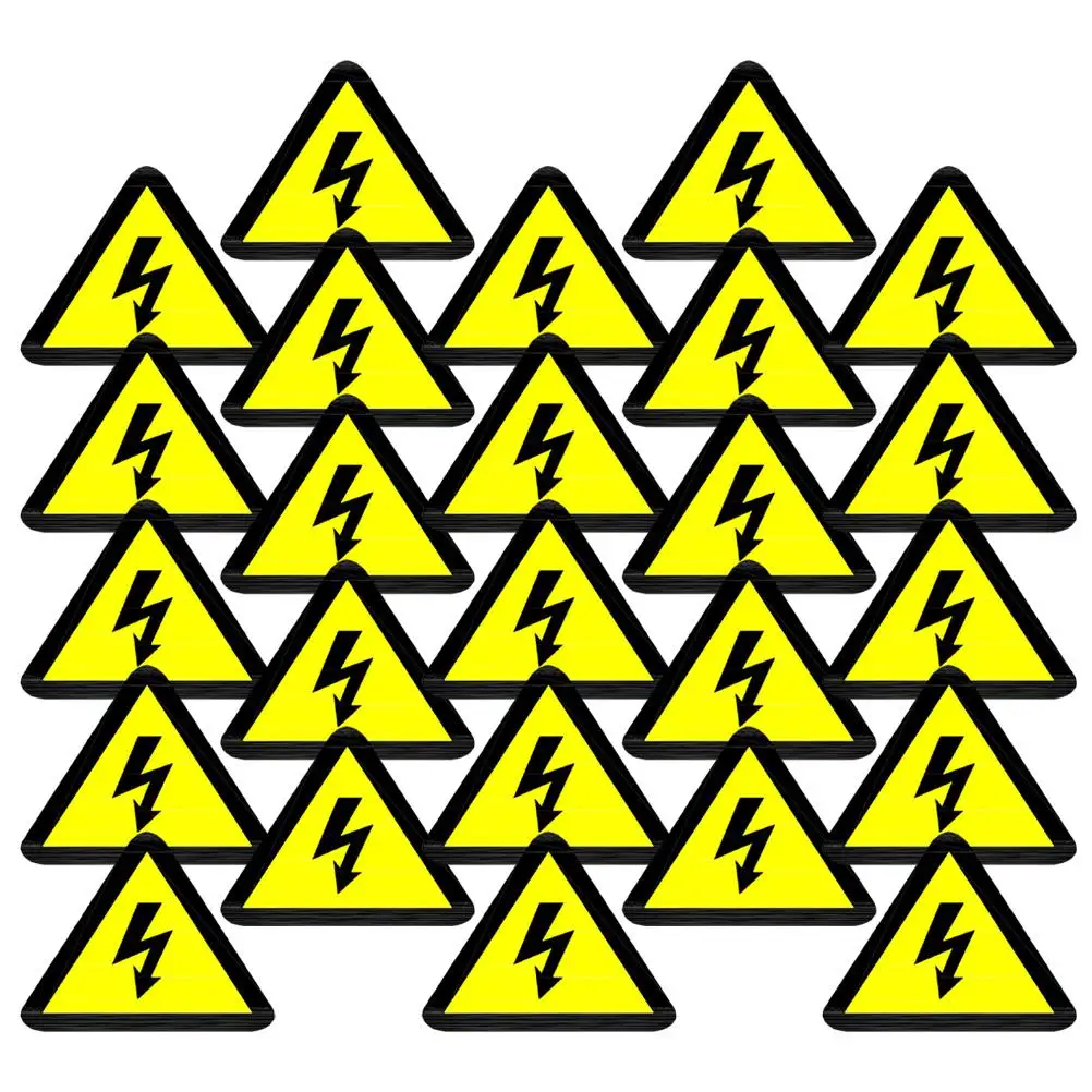 

25 Pcs High Voltage Warning Stickers Triangle Safety Signs Yellow Electric Labels 50x50mm Danger Sign Strong Adhesion