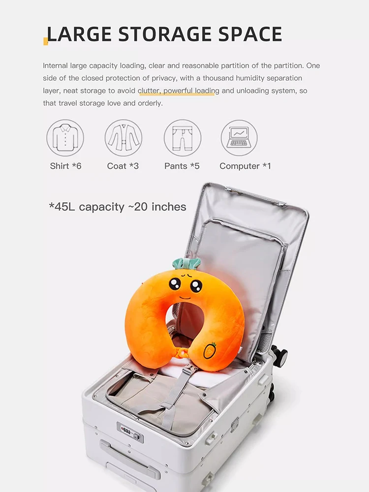 The new wide trolley cabin suitcase, aluminum frame trolley suitcase, spinner suitcase, personalized front opening business offi