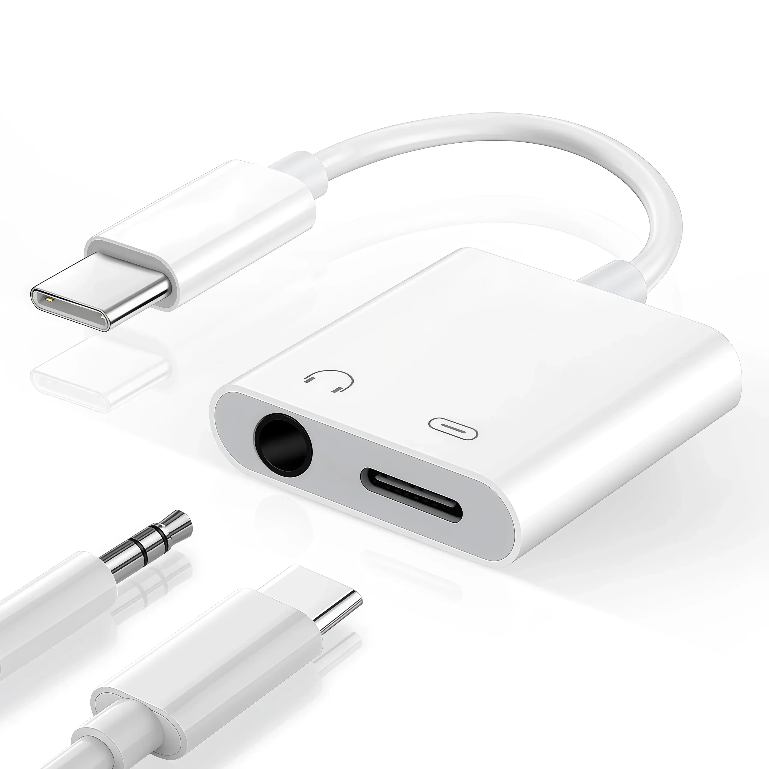 2 in 1 Type C to 3.5mm Jack Audio Aux Charging Cable Headphone OTG Adapter For iPhone 15 Pro Max Plus Samsung Xiaomi Huawei