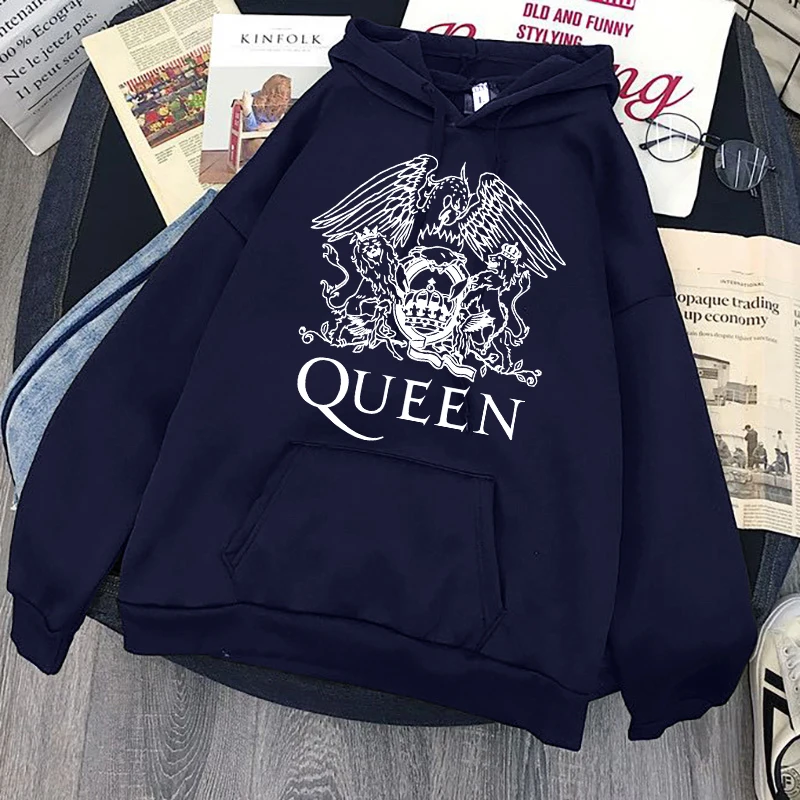 Freddie Mercury Hoodie Women Kawaii Queen Band Cartoon Graphic Sweatshirt Long Sleeve Pullover Harajuku Casual Streetwear Female