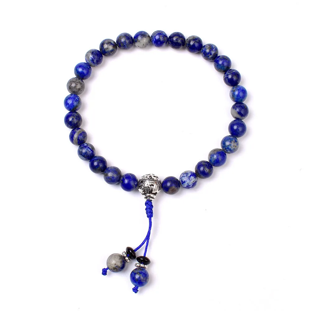 Natural Lapis Lazuli 27+1 Bead Buddhist Mala Bracelet Anti Stress Relieve Anxiety Beads Yoga Meditation Jewelry