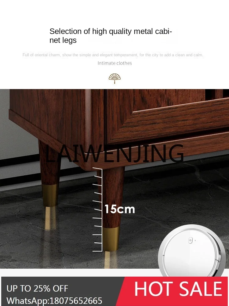 New Chinese Style Storage Small Apartment Living Room Drawer TV Cabinet Bedroom Storage Solid Wood Chest of Drawers