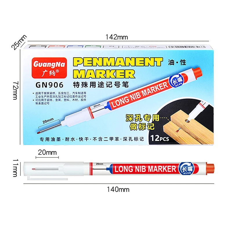 New New 4Pcs/Set 20mm Deep Hole Long Nib Head Markers For Metal Perforating Pen Waterproof Bathroom Woodworking Decoration view 6