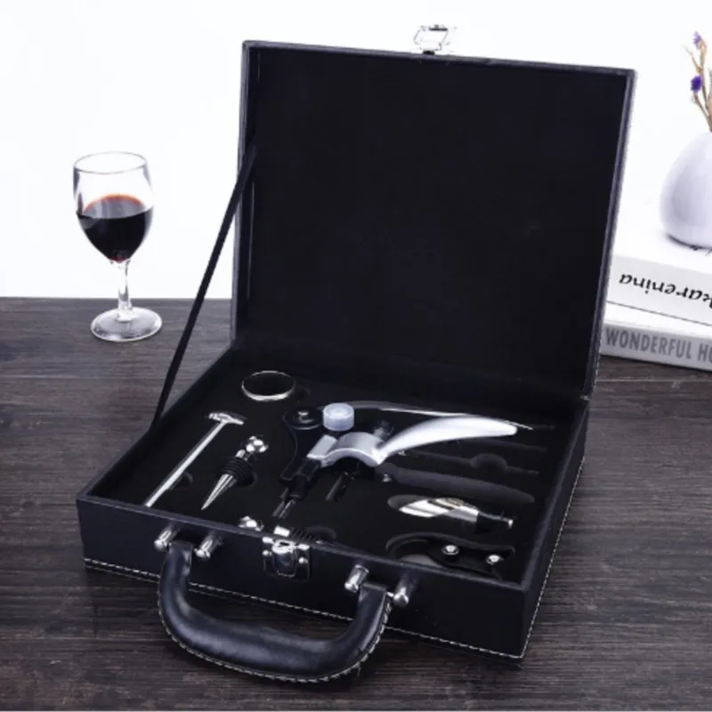 Professional Multi-function Screw Corkscrew Wine opener Stopper Pourer Set in Box Wooden Case Bottle Opener Suit As Gift LF741