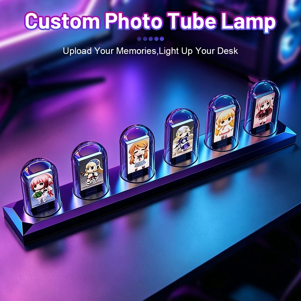 RGB Nixie Tube Clock, LED Night Light with DIY Glow IPS Color Screen, Analog Digital Tube Desk Clock, Gaming Desktop Home Decor