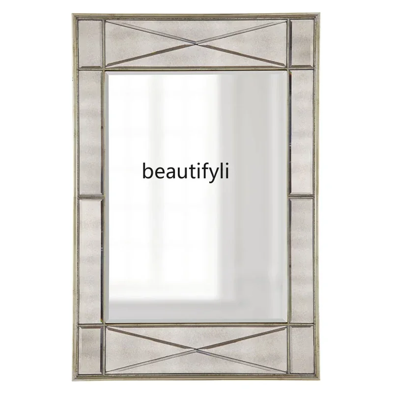 xx1American living room background wall wall mirror art wall, bedroom makeup, wall hanging bathroom led light mirror