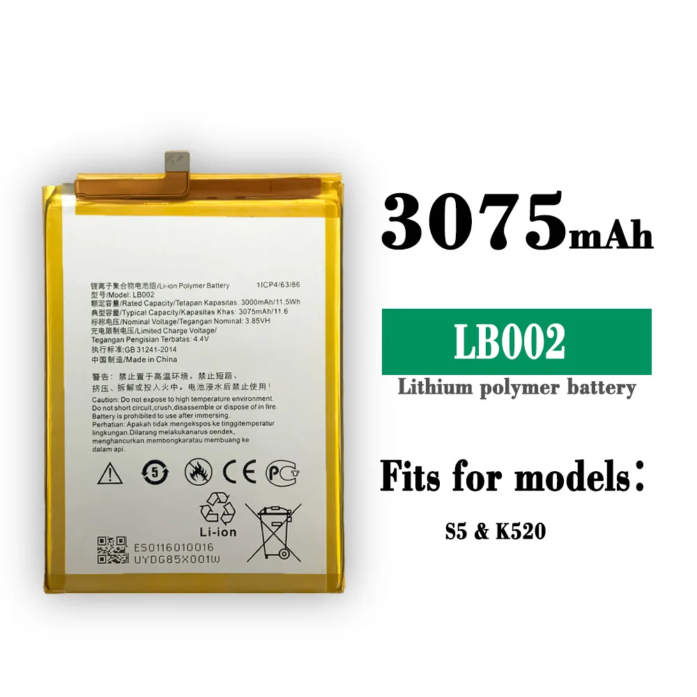 

Battery New LB002 3075mAh Battery For Lenovo S5 K520 Mobile Phone High Quality Replacement Lithium Battery