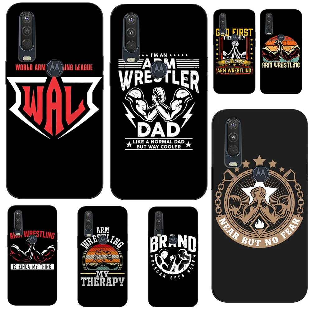 For Motorola Moto one Action Phone Case Soft Silicone Protective Black Tpu Case arm wrestling