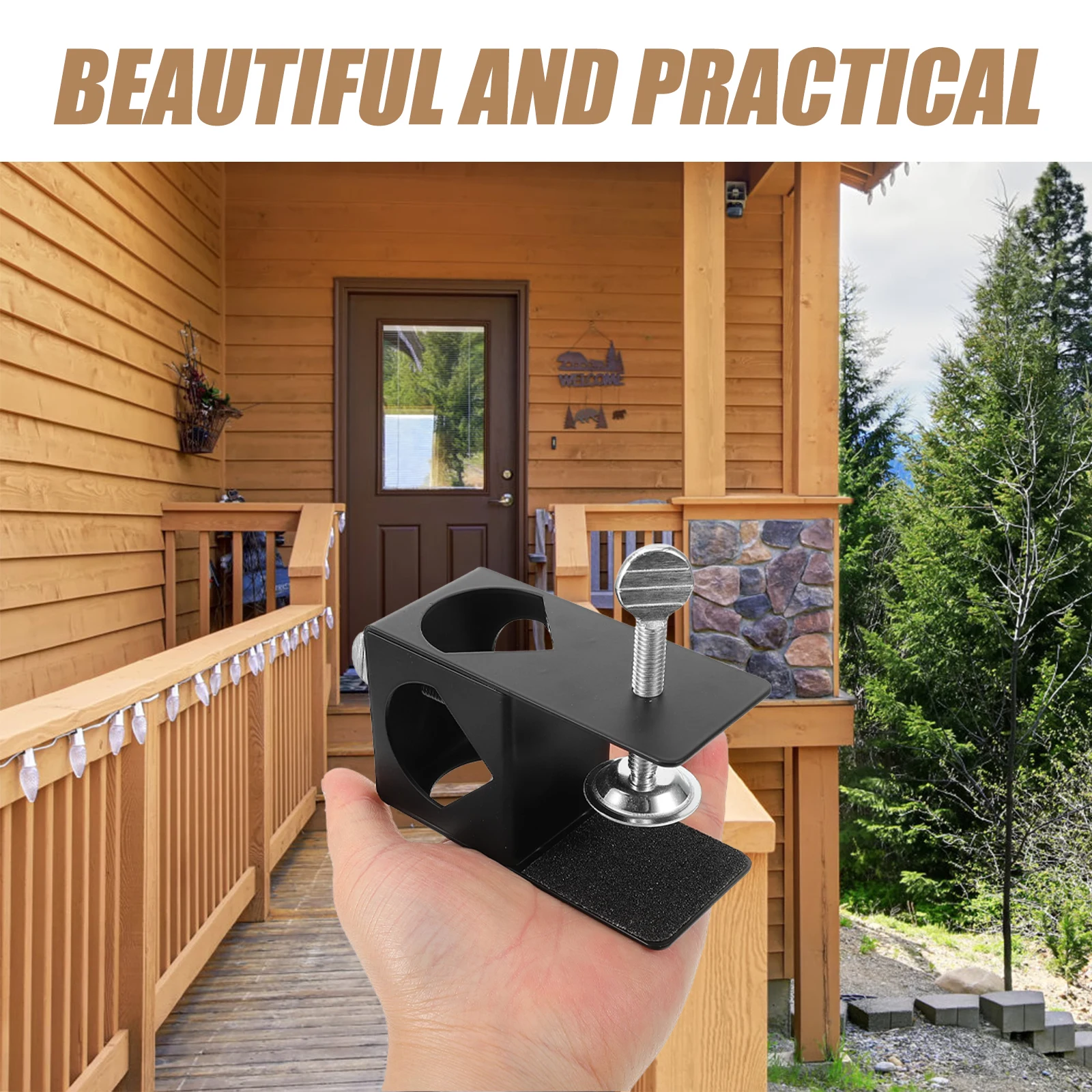 

Torch Base Deck Mount Bracket Metal Railing Outdoor Decorative Universal Clamp Torch Mount Holder Pole Clamp Garden Lighting