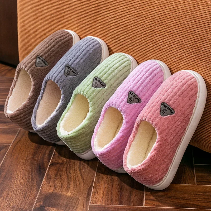 Women's winter home cotton slippers, women's indoor warm and comfortable cotton slippers, indoor anti slip plush slippers