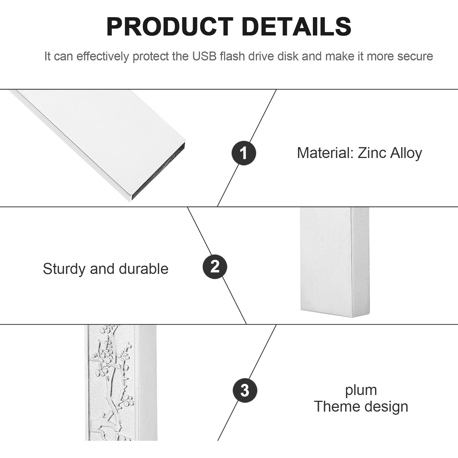 3 Pcs USB Flash Drive Case Disk Shell Protective Cover Accessories Metal Supplies