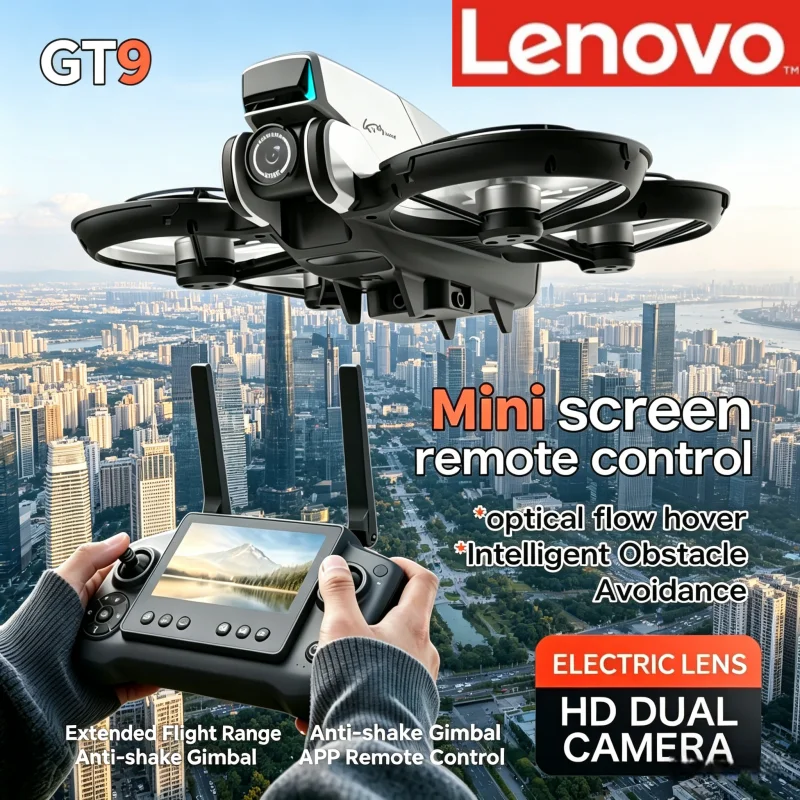 

Lenovo GT9 2.4G Optical Flow Drone Brushless Motor Dual Cameras WIFI Professional Aerial Quadcopter with 4.3 Inch Screen Display