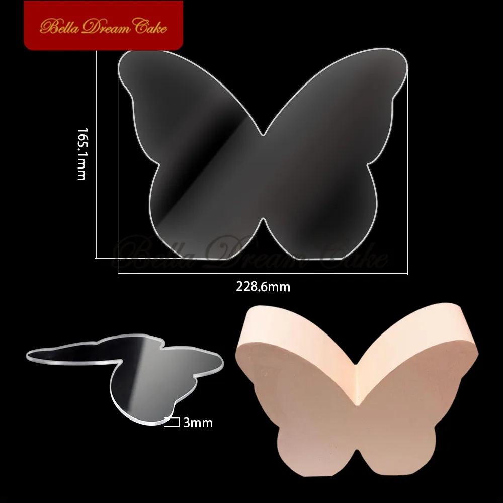 2pc/set Butterfly Shape Clear Acrylic Cake Disks DIY Buttercream Smoothing Cake Board Wedding Tray Cake Decorating Tool Bakeware