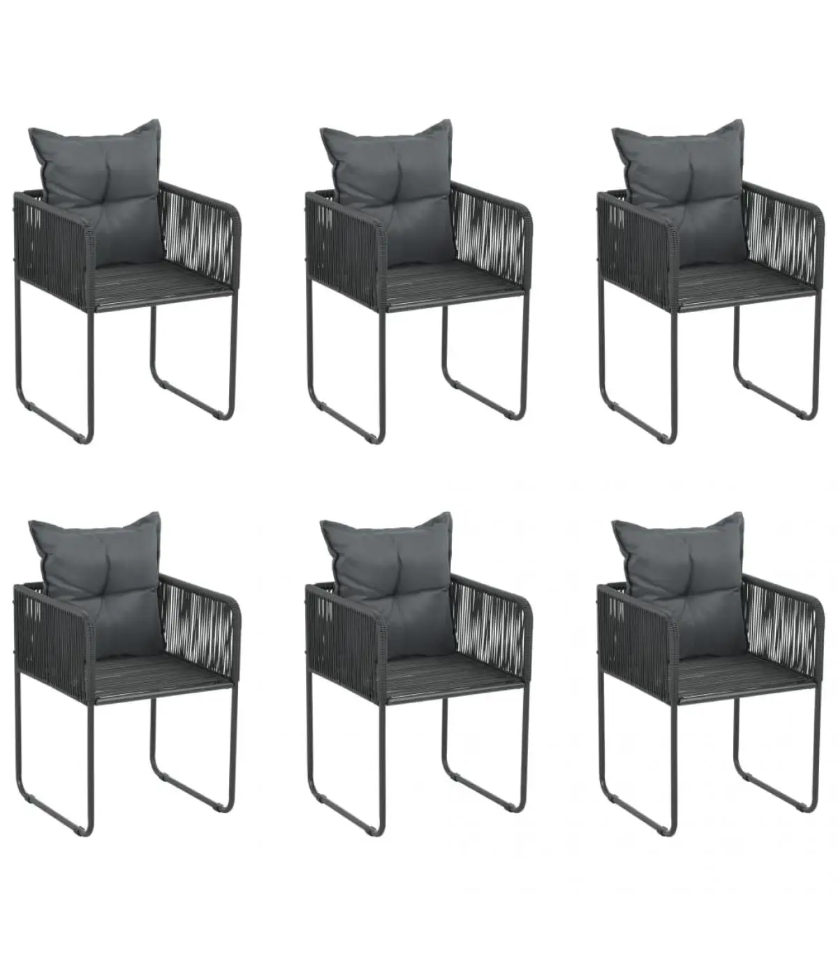 Garden chairs garden chairs with cushions 6 Pieces black synthetic rattan