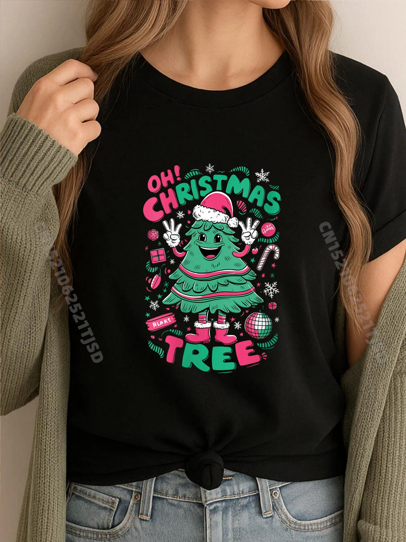 

Женские футболки Groovy Oh Christmas Tree Cakes для любителей рождественского торта, женские хлопковые рубашки для женщин