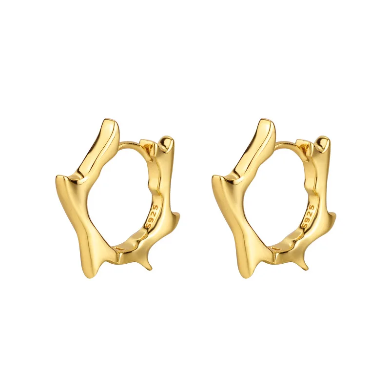 100% 925 Sterling Silver Irregular Earrings for Women Girl Simple Smooth Geometric Design Jewelry Party Gift Dropshipping