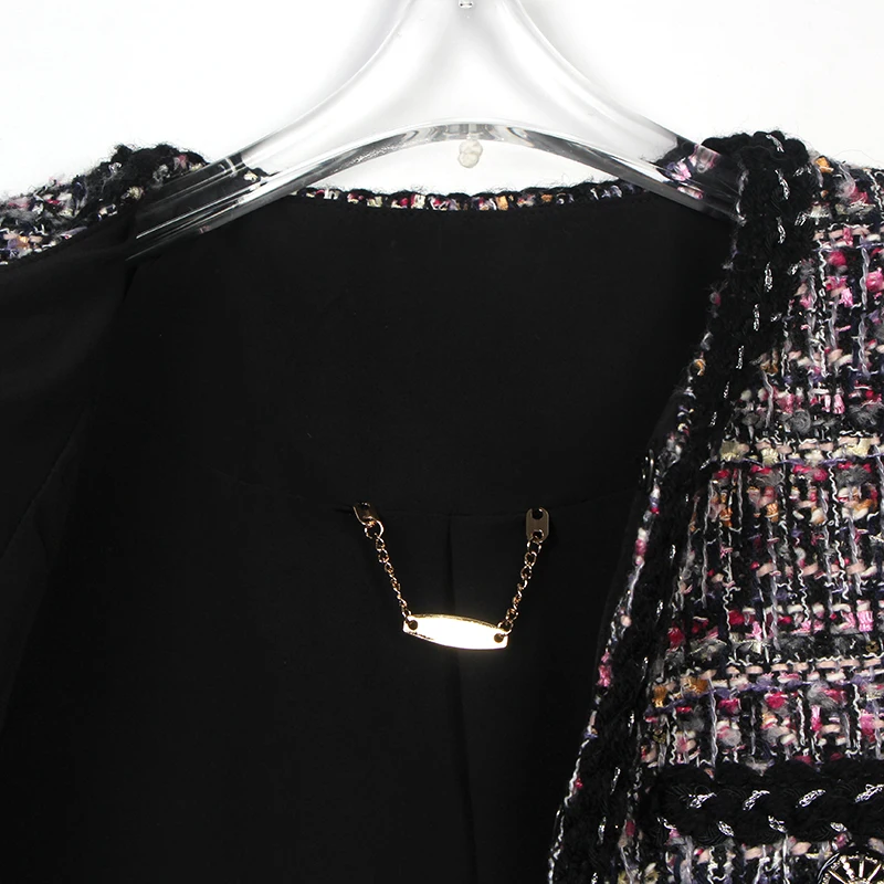 سترة صوف تويد عصرية أنيقة ملونة من غزل الزهور مصبوغة باللون الوردي والأرجواني قسم معلق جديد لمظهر أنيق #3