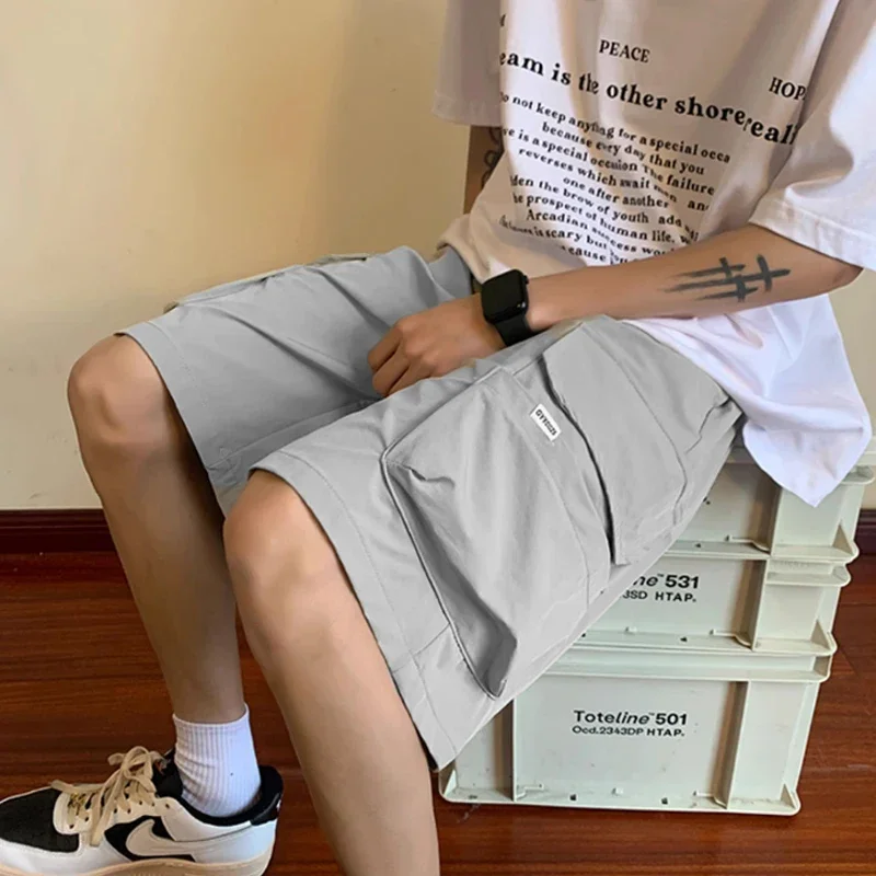 Thin and trendy cropped pants ultra-thin new solid color outdoor functional quick drying ice silk shorts for men in summer