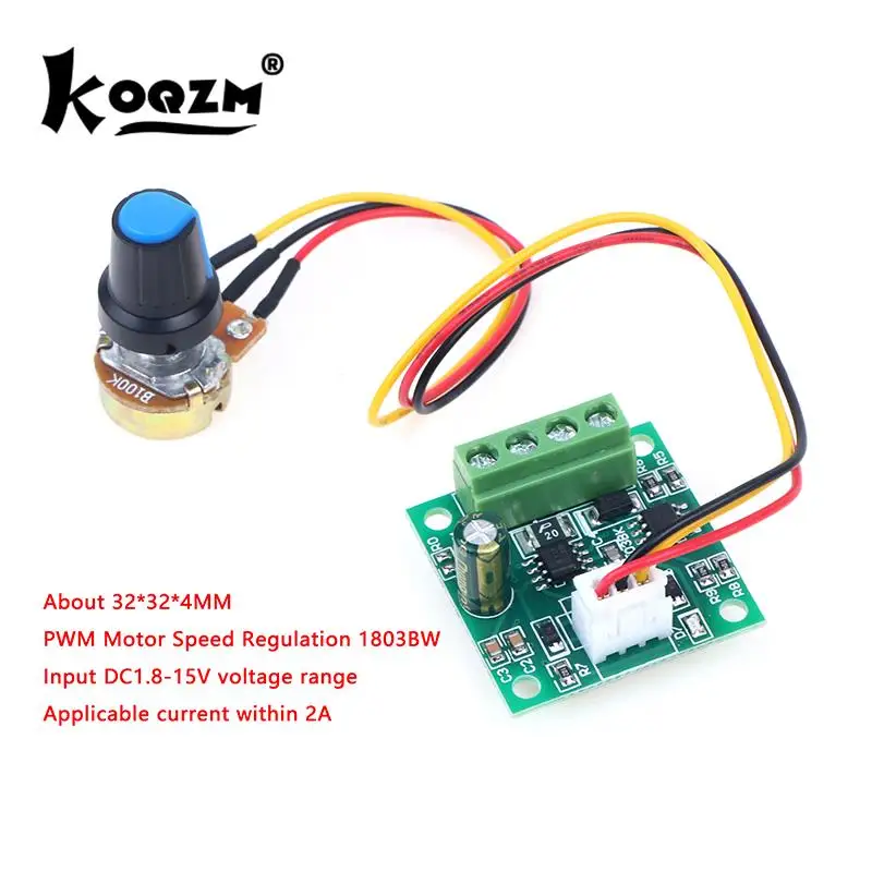 Adjustable Driver Board DC Motor Speed Controller PWM 1803BK 1.8V 3V 5V 6V 12V 2A Low Voltage Speed Regulator Control Module