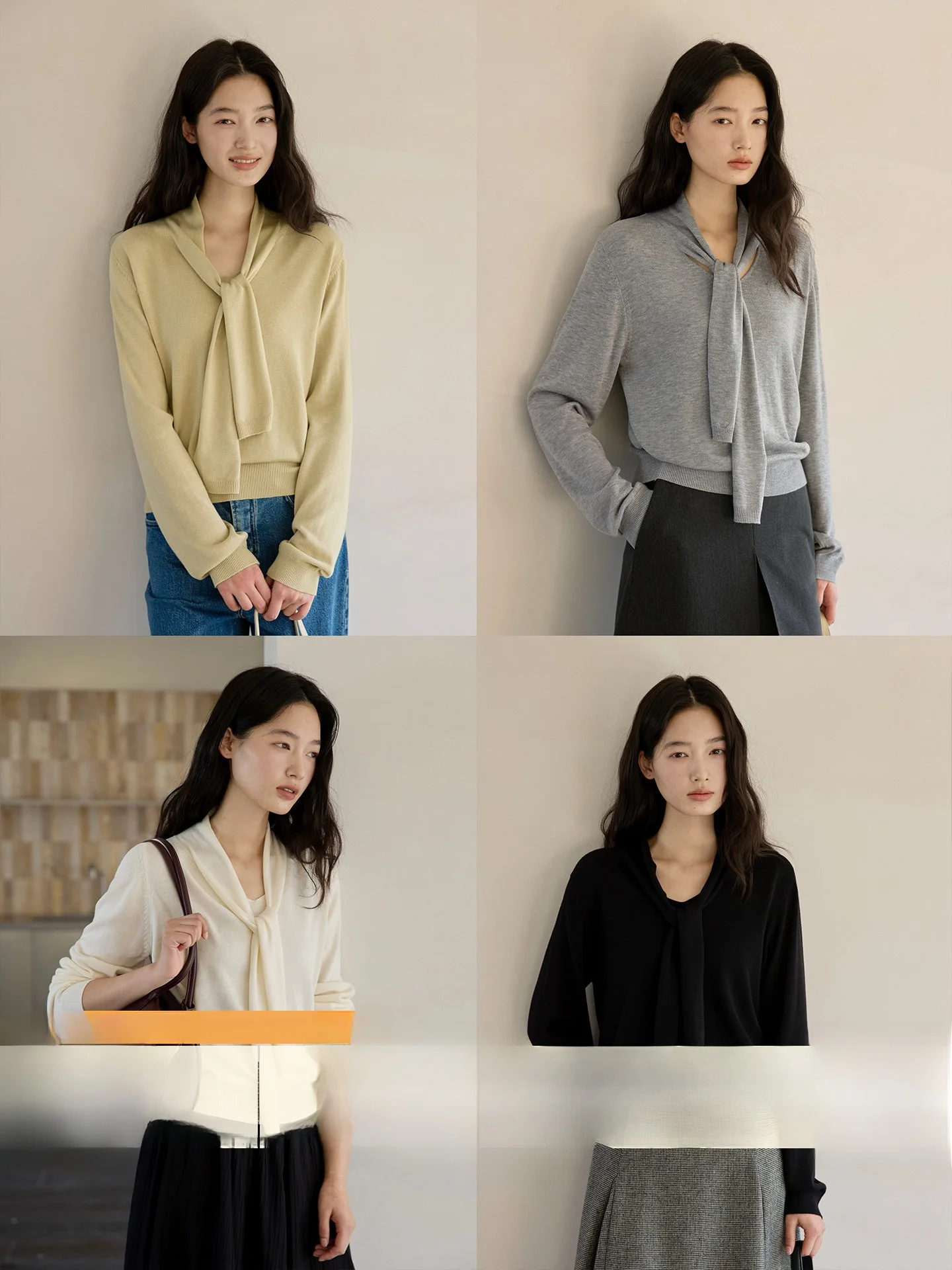 

Женский вязаный свитер Ginnkee с V-образным вырезом и имитацией двухслойности, модный дизайн для ранней весны, из мягкого полиэфирного волокна