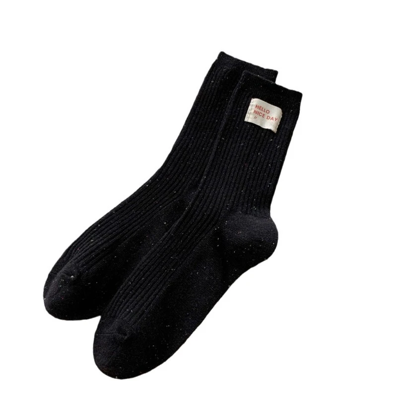 4 pares de calcetines a media pantorrilla de Color sólido para mujer, calcetines acogedores para otoño e invierno para niñas, calcetines tobilleros de punto informales Funky a la moda, medias 2025