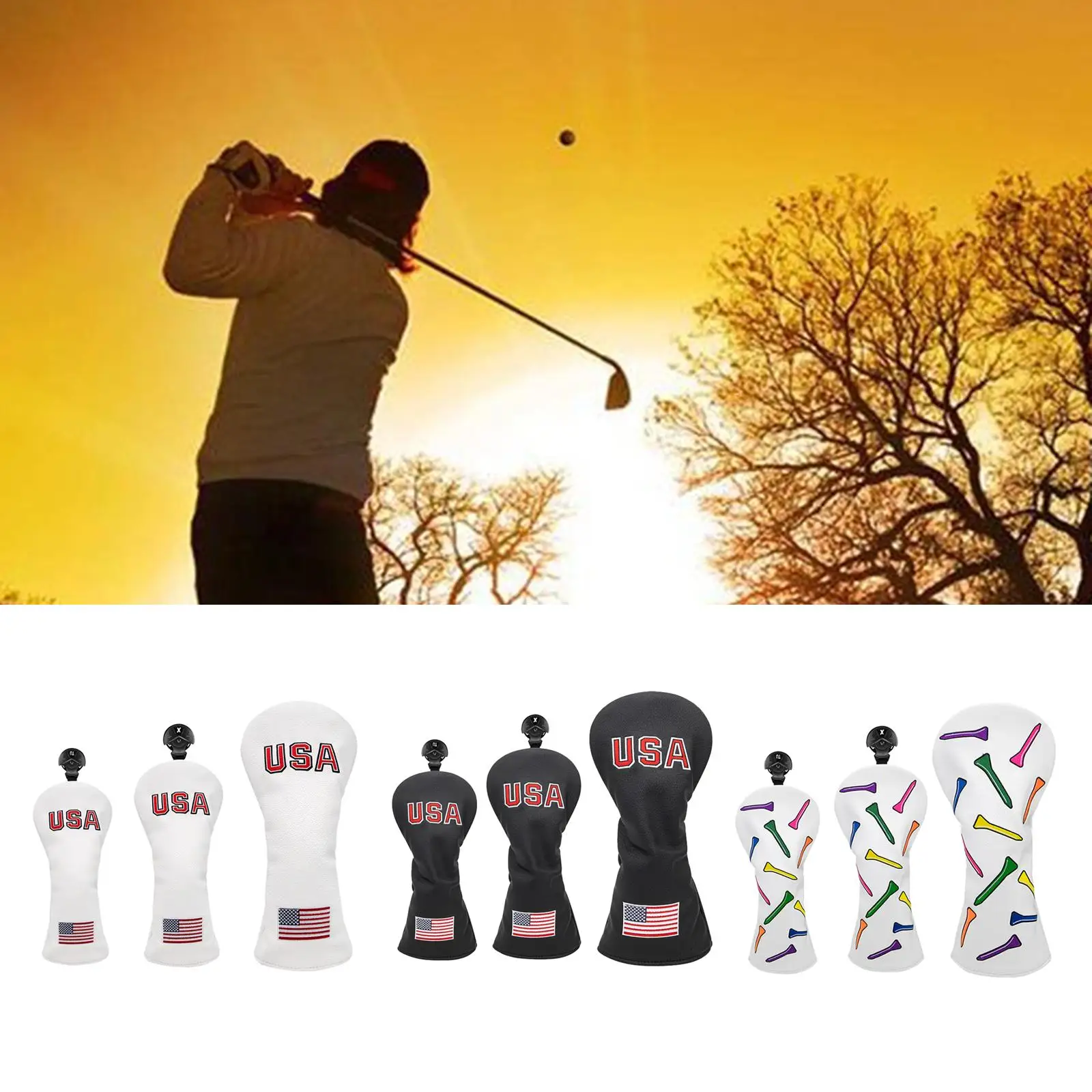 Waterproof PU Golf Wood Head Cover 1 3 5 UT Driver Fairway Club Headcover Guard Case Protector Golfer Equipment Accessories