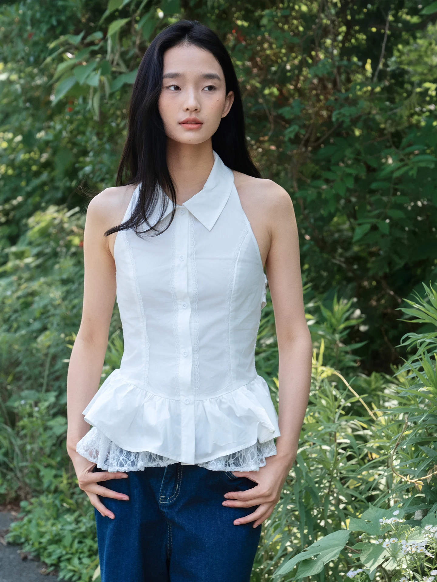 

Белый кружевной топ-жилет с перекрестными бретелями и узлом, облегающий, летний дизайн, для повседневной носки...