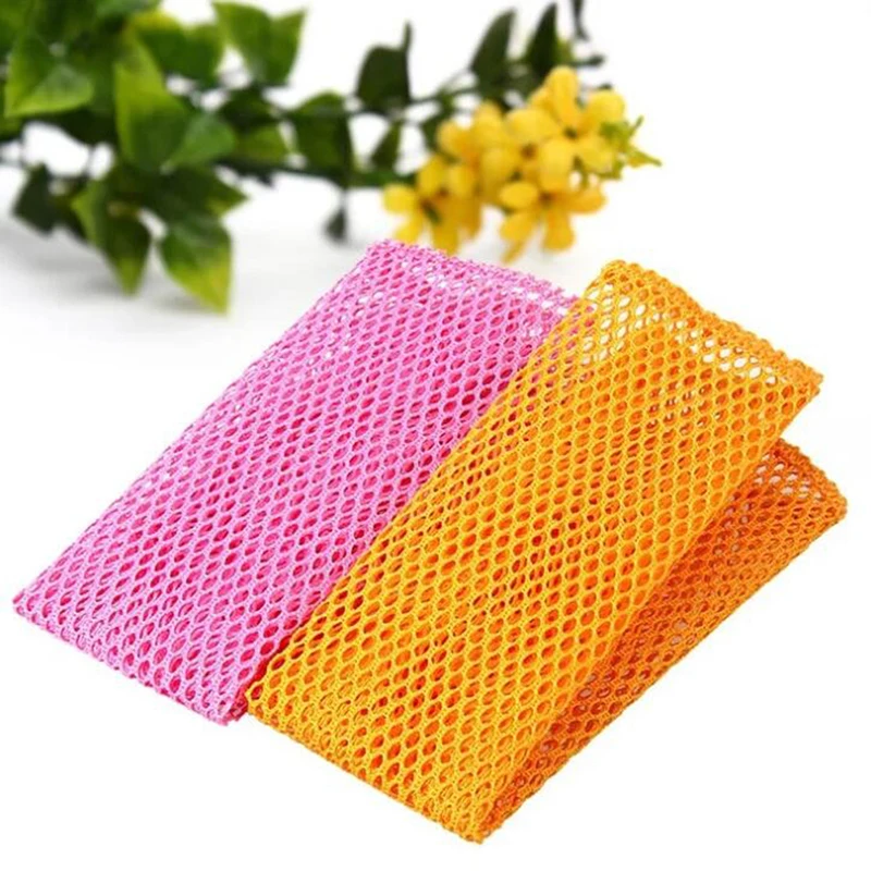 2pcs Innovative Dish Washing Net Cloths Rapid Dry Scourer Mesh Washing Cloths Kitchen Cleaning Tool Cleaning Cloths