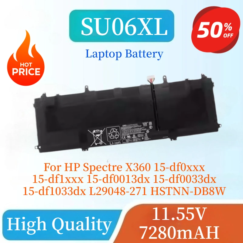 

Новый высококачественный аккумулятор SU06XL 7280 мАч для HP Spectre X360 15-df0xxx 15-df1xxx 15-df0013dx 15-df0033dx 15-df1033dx L29048-271