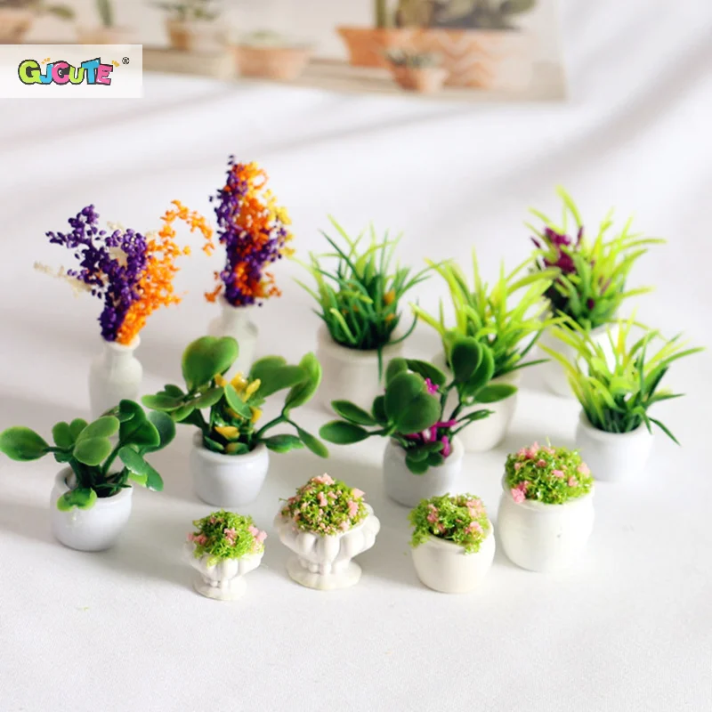 5Pcs Dollhouse Mini Flowerpot Model For Doll House Decoration Miniature Accessories Simulation Furniture Flower Pot Decoration