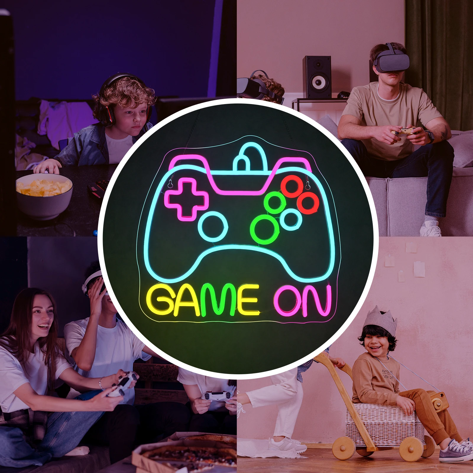 

Game Zone Neon Sign for Game on Neon Gamepad Shaped LED Neon Sign for Gamer Wall Decor Gaming Neon Sign for Teen Gamer Gifts