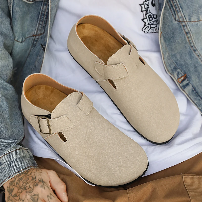 

Men's Slip-On Summer Casual Retro Soft Bottom Bean Shoes Lightweight Anti-Slip Bken Shoes Fashionable All-Match Fleece Lined ...
