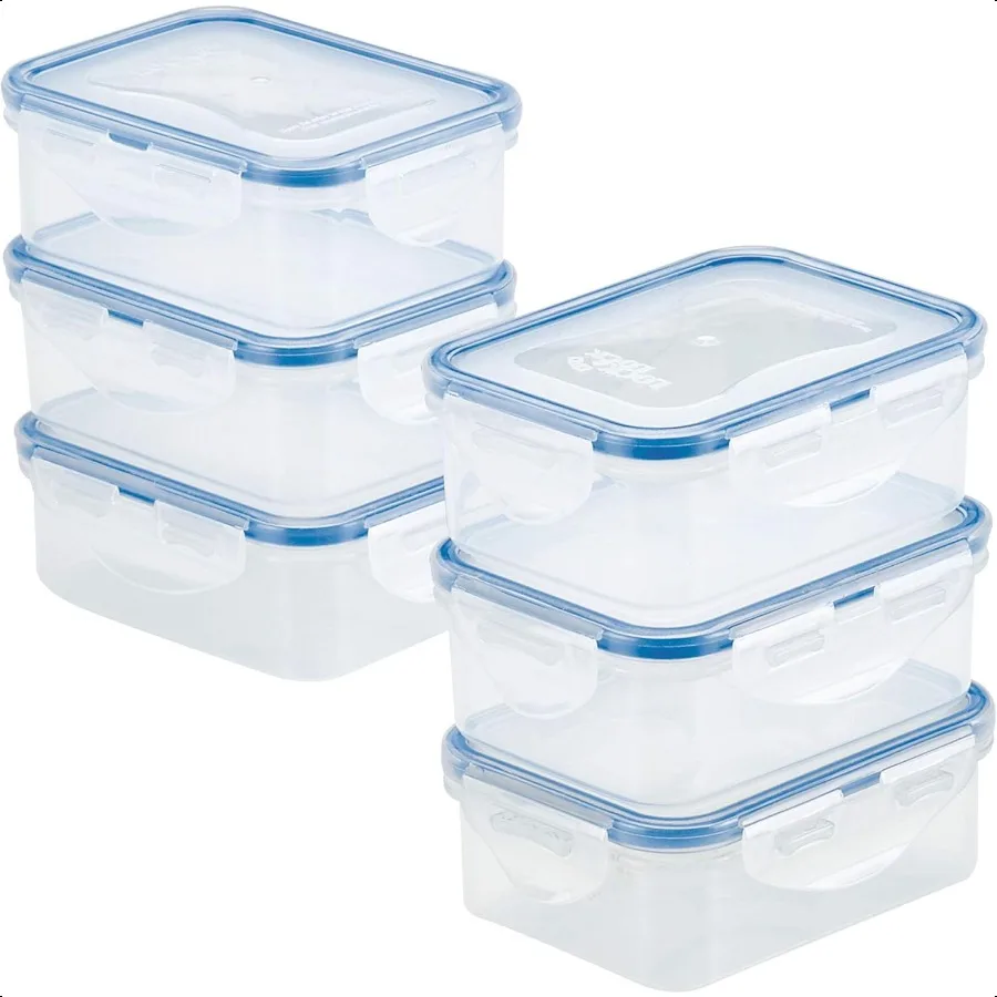 

LOCK LOCK HPL806S6 Easy entials Food Storage Container Bin Set 11.8 Oz Pack of 6 Clear