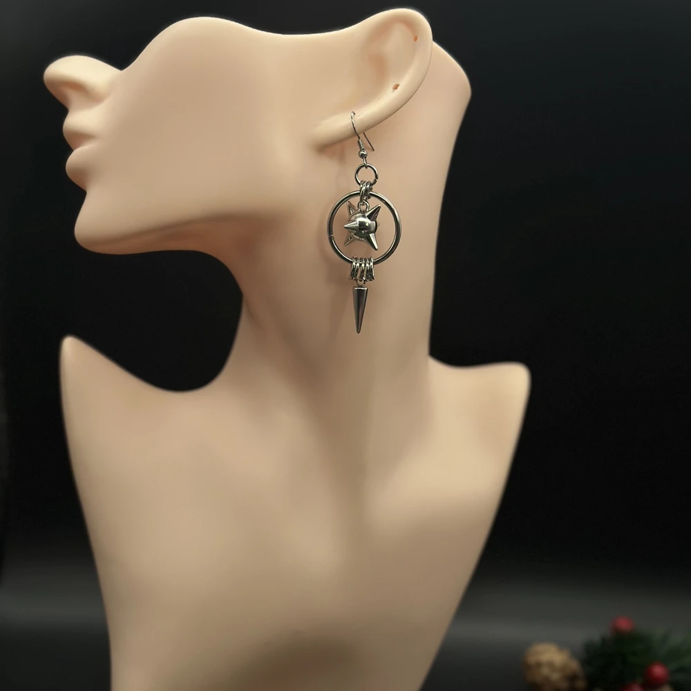 القوطية الجرونج هوب فلايل الصولجان الصباح ستار أقراط للنساء اليدوية Y2k الشرير القرون الوسطى سبايك الكرة استرخى أقراط