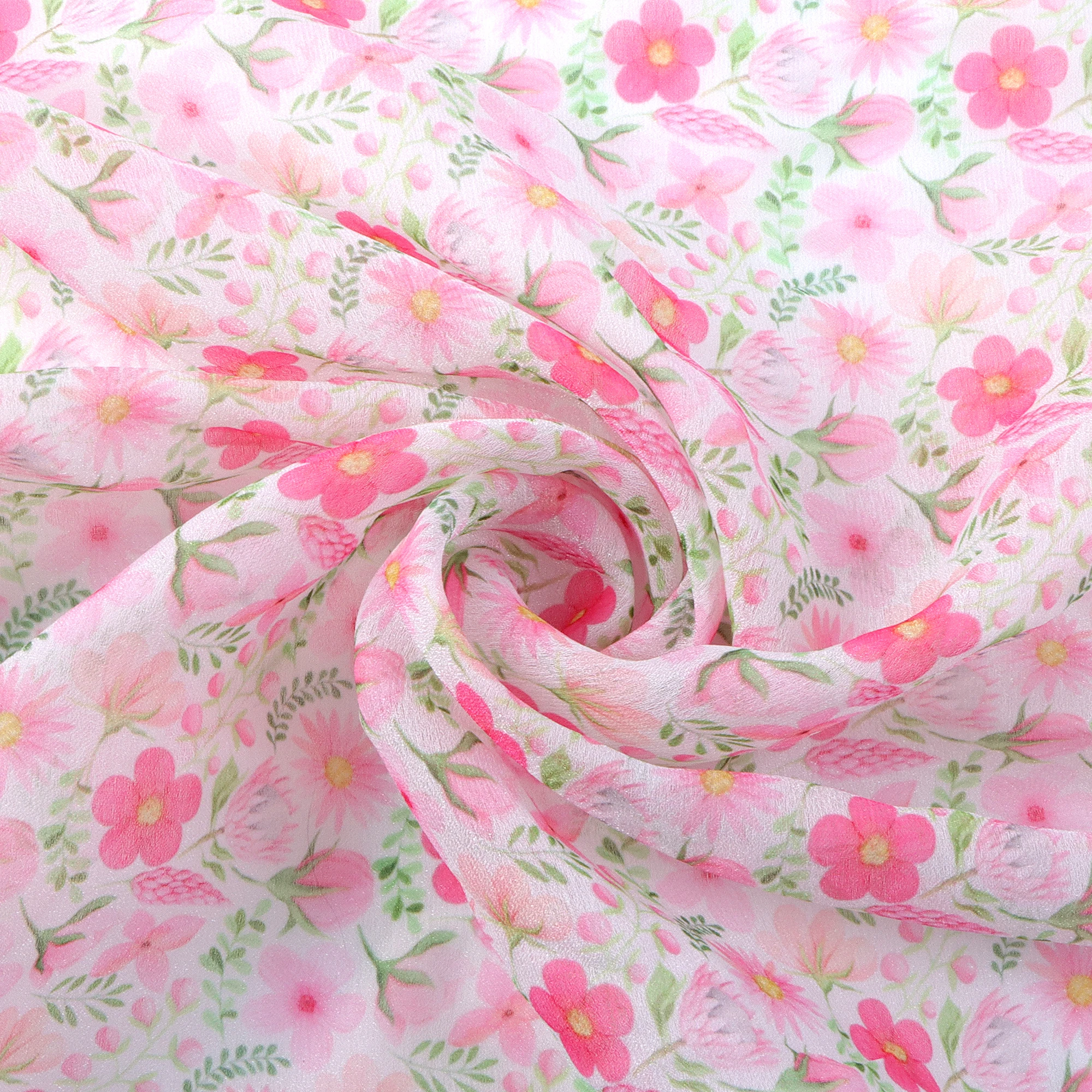 50x145cm Blossom Flower Florals Printed Organza Fabric DIY Sewing Mesh Fabric for Wedding Party Birthday Event Decoraction