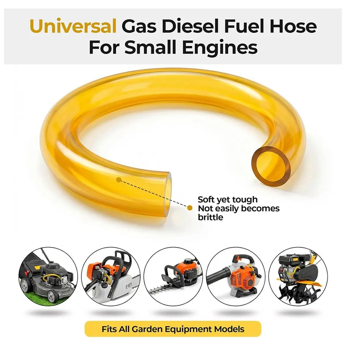 2026 New  Line Hose 3 Sizes Kit with 12 Stainless Steel Clamps,Gas Hose for Lawn Mower Chainsaw Trimmer Small Engine