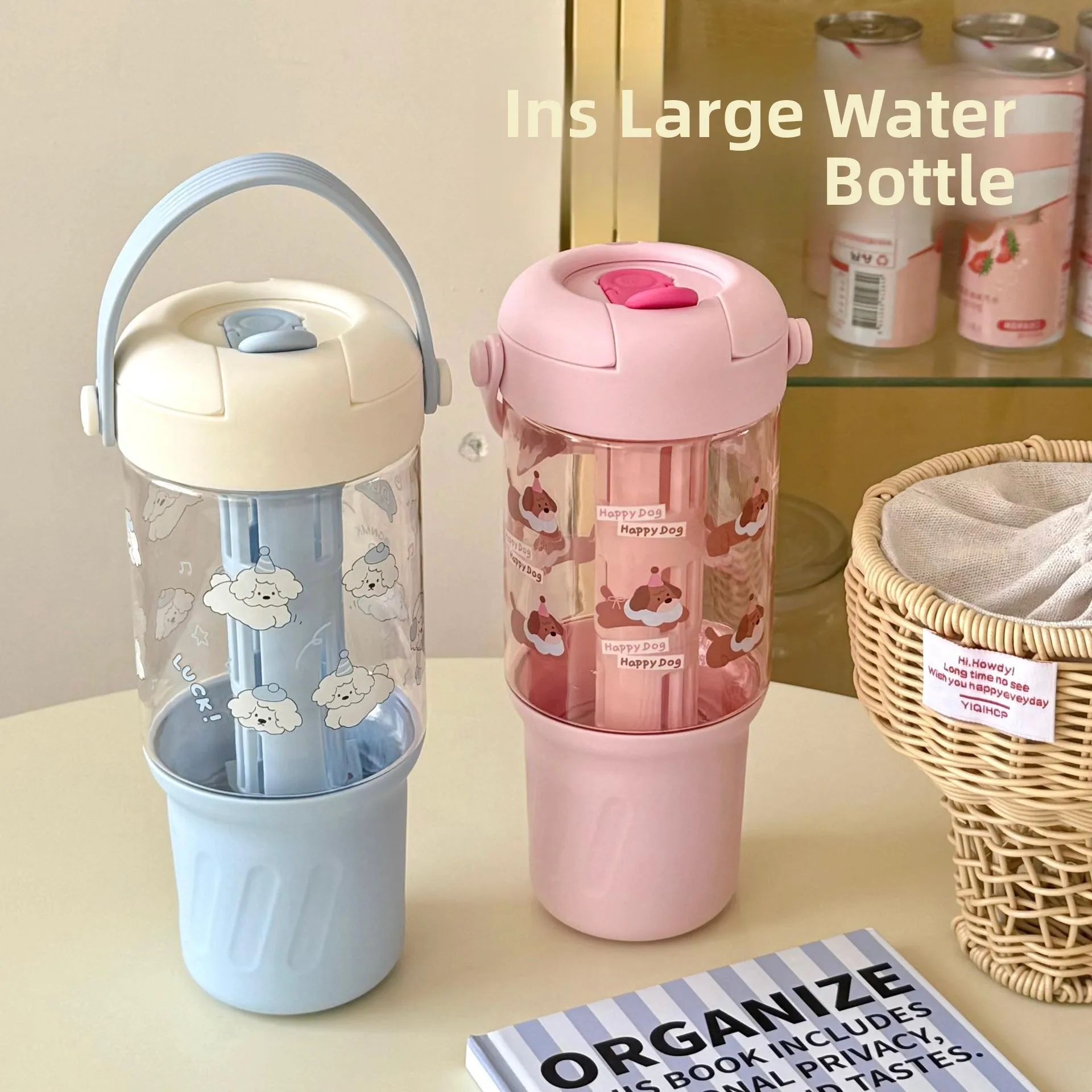 

Large Capacity Office Plastic Cup with Straw Portable Female Handheld Cup High Aesthetic Value New Model Business Water Cup