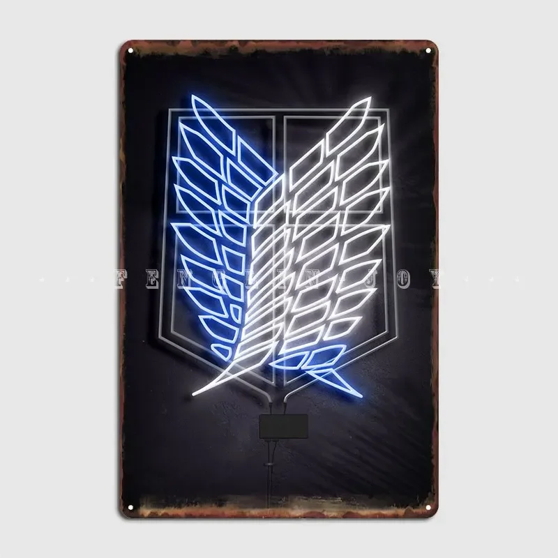 Snk Scout Regiment Neon Poster Metal Plaque Printing Party Wall Mural Mural Painting Tin Sign Poster