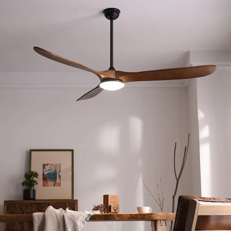 New Large Ceiling Fan With Remote Control DC Motor Reverse Wood Blades Fans Lighting High Quanlity Design Wooden Fans Light