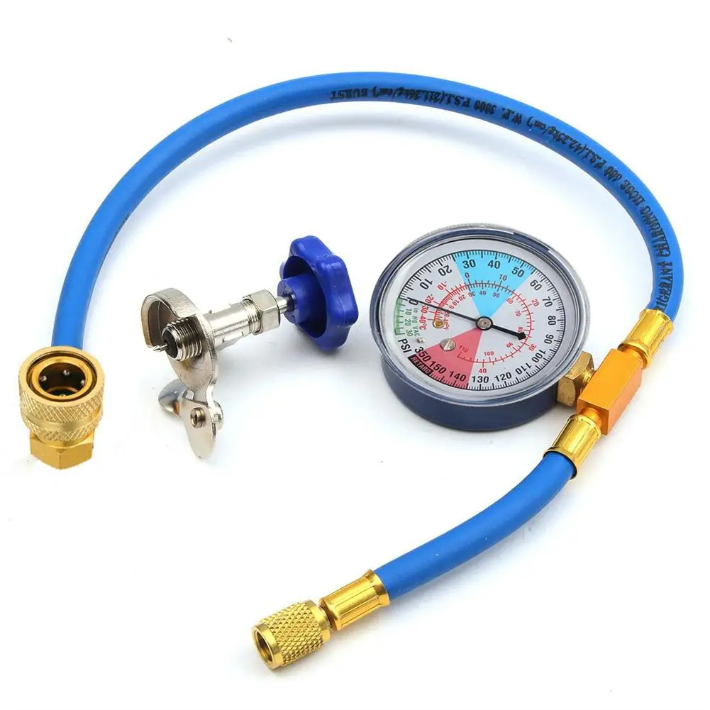 R134A Car Air Conditioning Refrigerant Charging Hose with Pressure Conditioning Quick Gauge Air Coupler Car Tools L4R2