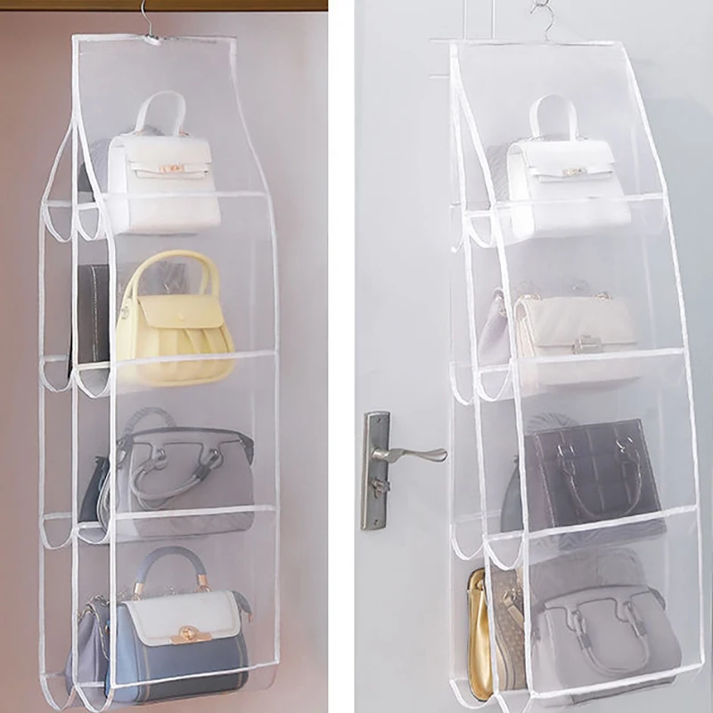 Hanging Handbag Organizer Wardrobe Closet Transparent Storage Bag Door Wall Clear Sundry Shoe Bag Hanger Pouch Accessories Stuff