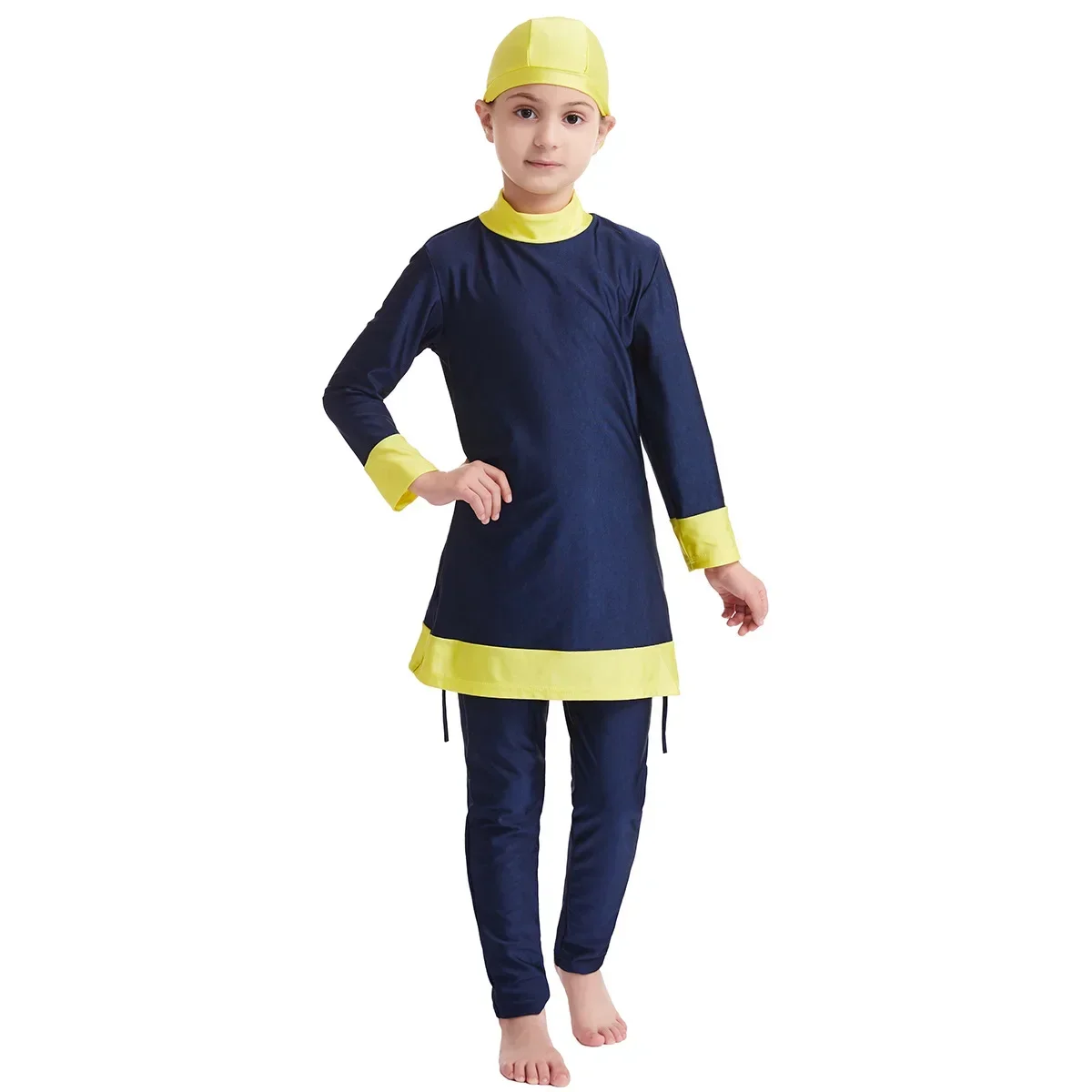 3 pezzi Ragazze Costumi da bagno musulmani Costumi da bagno lunghi per bambini Bambini islamici Arabo Islam Abbigliamento da spiaggia Costumi da bagno per bambini Burkini Pantaloni da surf