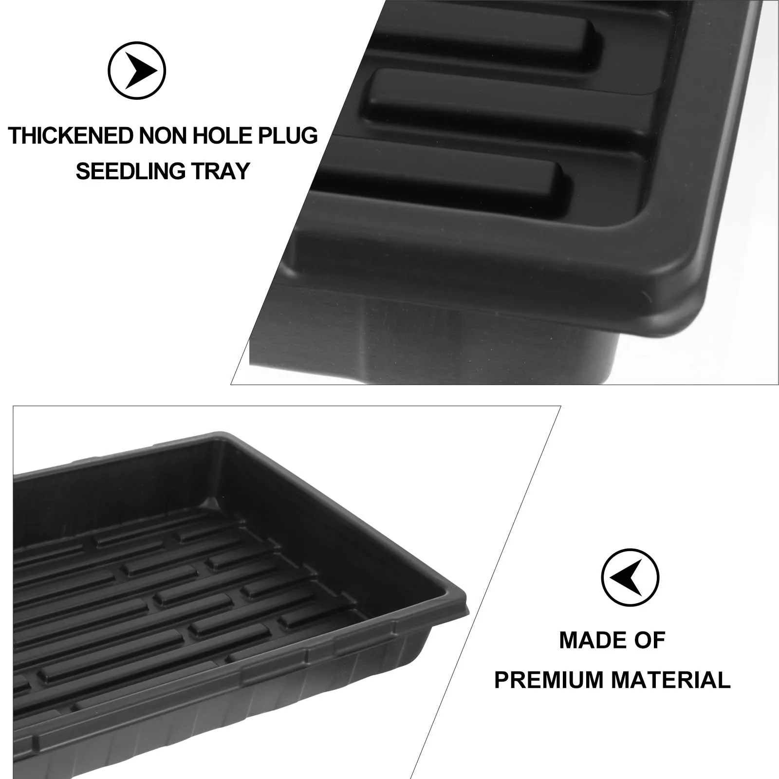 

4pcs Seedling Tray Thickened Nursery Germination without Drain Holes Propagation Starter for Indoor Planting Black Lightweight