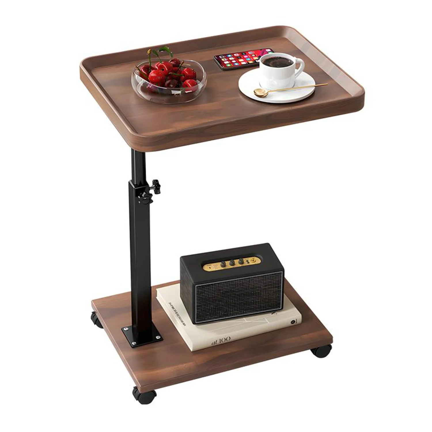 

Adjustable Rolling Cart Overbed Bedside Table Laptop Desk Couch Side 360 Degrees Rotatable Sofa Table Computer Desk Food Tray