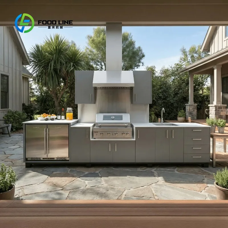 Backyard Modern Customized 304 Stainless Steel Outdoor Kitchen Cabinets Outdoor Kitchen with Complete BBQ Setup